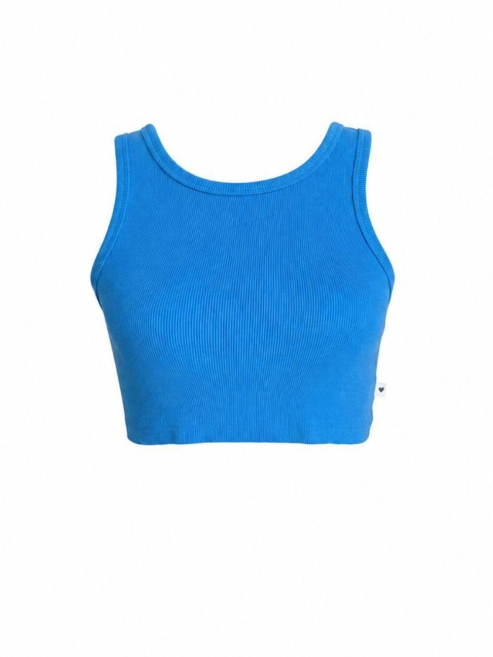 Blue cropped tank top with high neck from the brand The Local Love Club